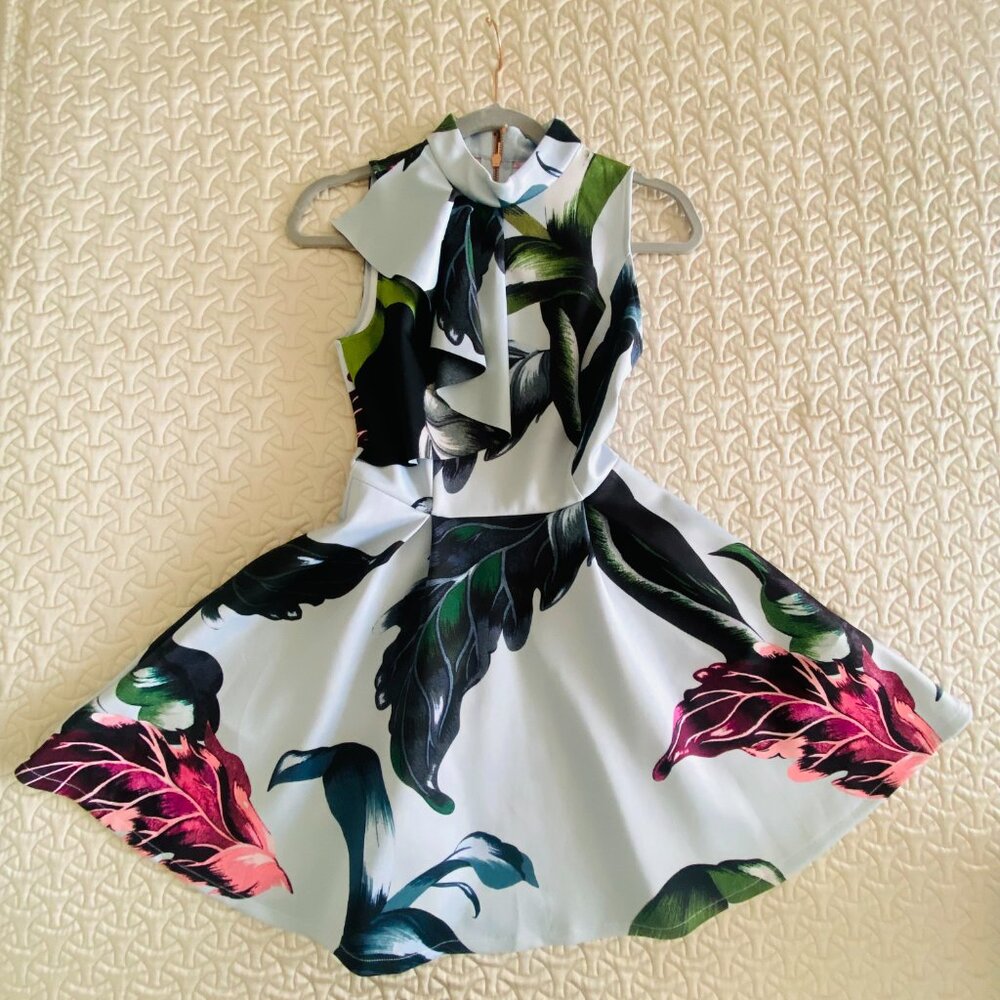 TED BAKER A-line floral print dress. Size 0 Uk - XS US